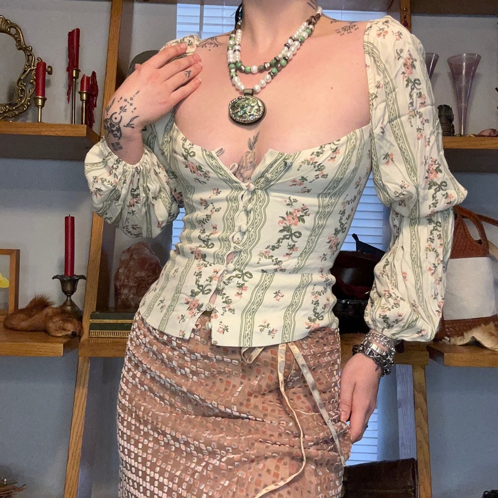 Reformation Coquette Peasant Blouse
